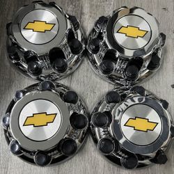 4PCs Chevy 8 Lugs Chrome REPLACEMENT WHEELCENTER CAP HUB SILVERADO, SUBURBAN, AVALANCHE 25OO 35OO