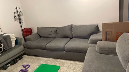 Gray Fabric 3-Seat Sofa and 2 seat love seat