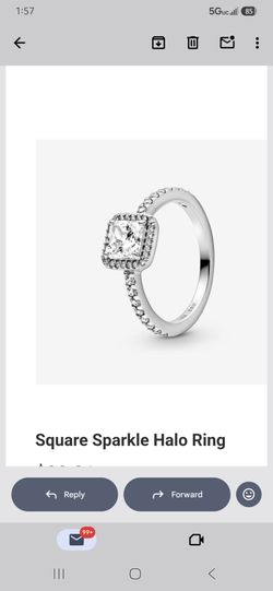 Square sparkling halo ring size 8.5 Pandora