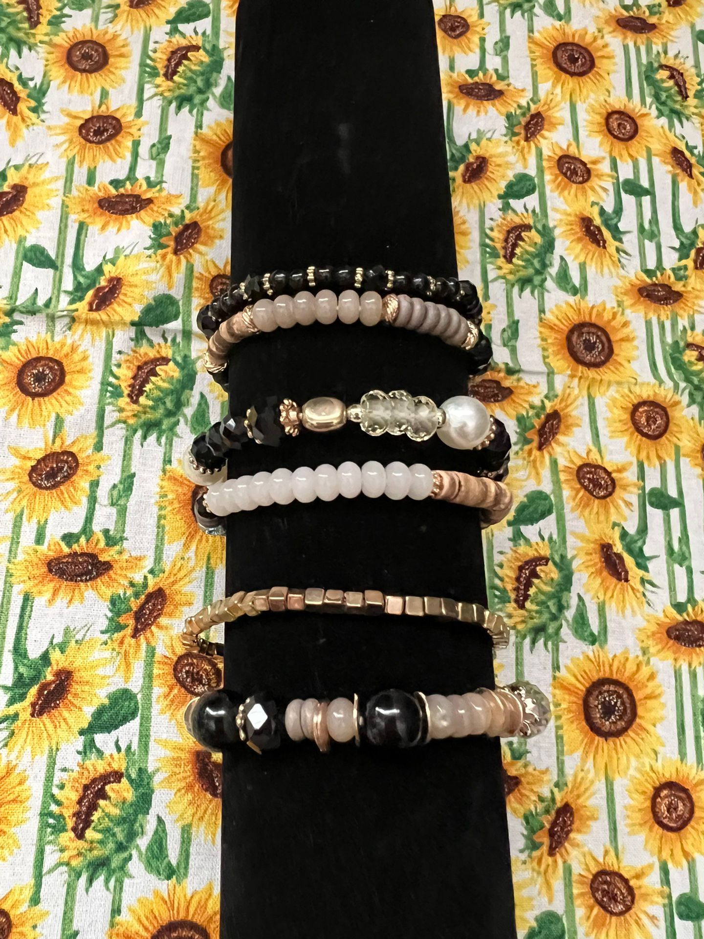 Beaded Wristlets Gold Tone Set Of 6