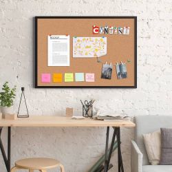 Large Cork Bulletin Board with Black Frame