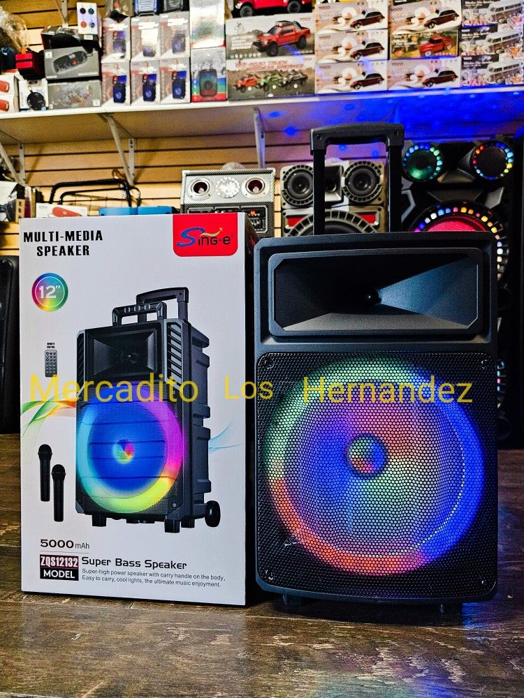 12" Bluetooth Speaker- 2 Wireless mics - Gran Precio - Rechargeable 🔋