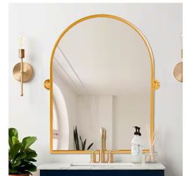 gold 24" x 2 x  36" Arched Framed Mirror