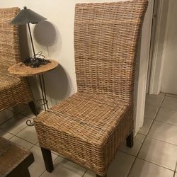 2 High Back Wicker Chairs 