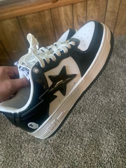 BAPE STA MENS SHOES BLACK AND WHITE