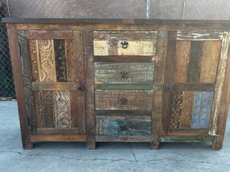 Aurora Handcrafted Rustic Reclaimed Wood Buffet Cabinet Entertainment Center Tv Stand Credenza Sideboard