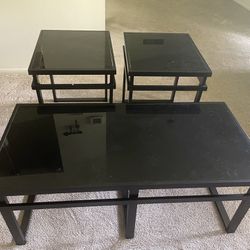 Black Glass Coffee Table And End Tables