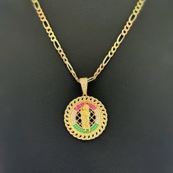 Jewelry 14k solid yellow gold pendant Jesus rope bezel CZ 0.85 CTW charm 5.1 grams PENDANT ONLY
