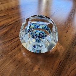 Vtg MURANO FACETED CLOSE CONCENTRIC MILLEFIORI MUSHROOM  PAPERWEIGHT/ MID-CENTURY MODERN/HOME/PAPERWEIGHT/MURANO ART GLASS