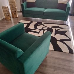 Nice Sofa,Chair, Beautiful Rug,Decor (Emerald Green,Gold,White,Black)