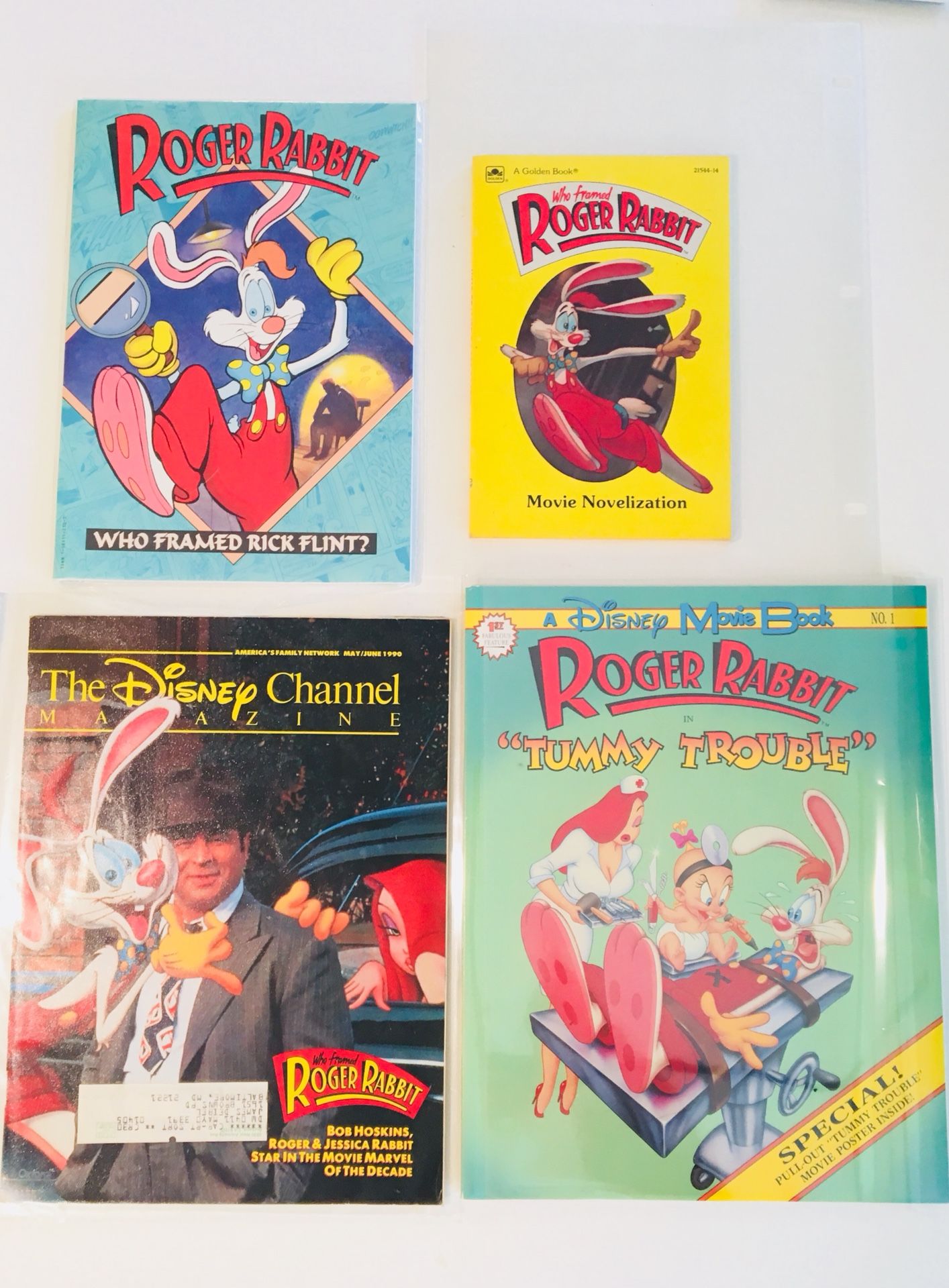 Vintage 80’s Disneys Who Framed Roger Rabbit 4pc Movie Book/ Magazine/ Pull out Poster