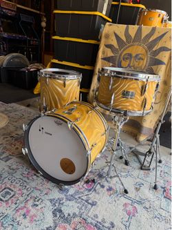 1968 Sonor Yellow Satin Vintage Drum Kit  – $1,100