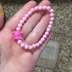 Cute Pink Bracelet With Teddy Bear