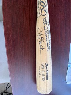 Hank Blalock autographed bat