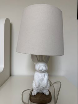 Brand New Bunny Kids Nursery Table Lamp – White & Wood – Cute Modern Decor