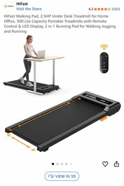 HiFast Walking Pad, 2.5HP Under Desk Treadmill for Home Office, 300 Lbs Capacity Portable Treadmills with Remote Control & LED Display, 2 in 1 Running