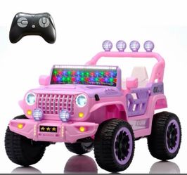 Electric Car With parent Remote Control, 2 Seater Ride On Toy, Colorful LED Lights, Adjustable Speed, USB & MP3  - Pink 46.85"W × 31.5"D × 32.28"H - 5