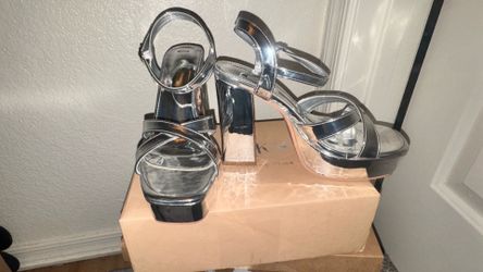 risdoada Women's Silver Platform Heels size 39