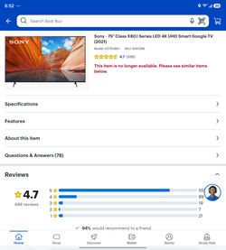 Sony 75" Full Array TV