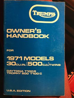 Triumph Motorcycle 1971 Owners manual