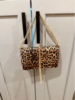 Aldo Leopard Print Gold Chain Strap Clutch Bag