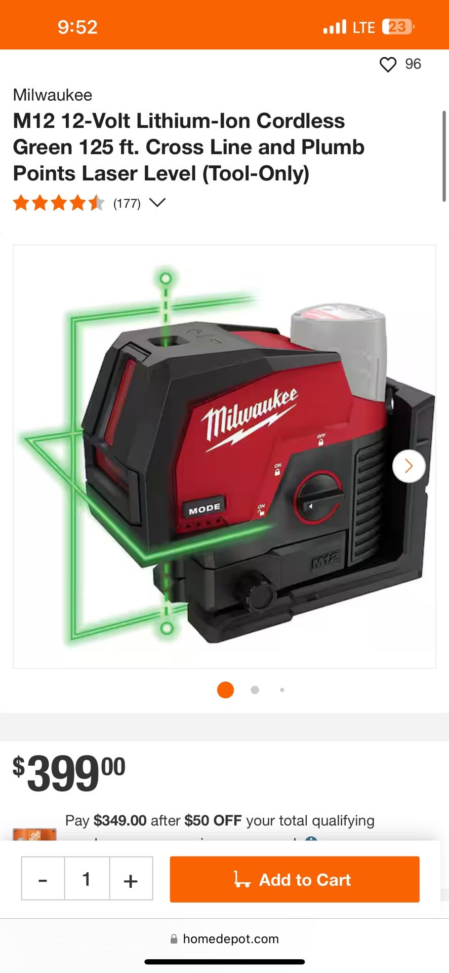 M12 12-Volt Lithium-Ion Cordless Green 125 ft. Cross Line and Plumb Points Laser Level (Tool-Only)