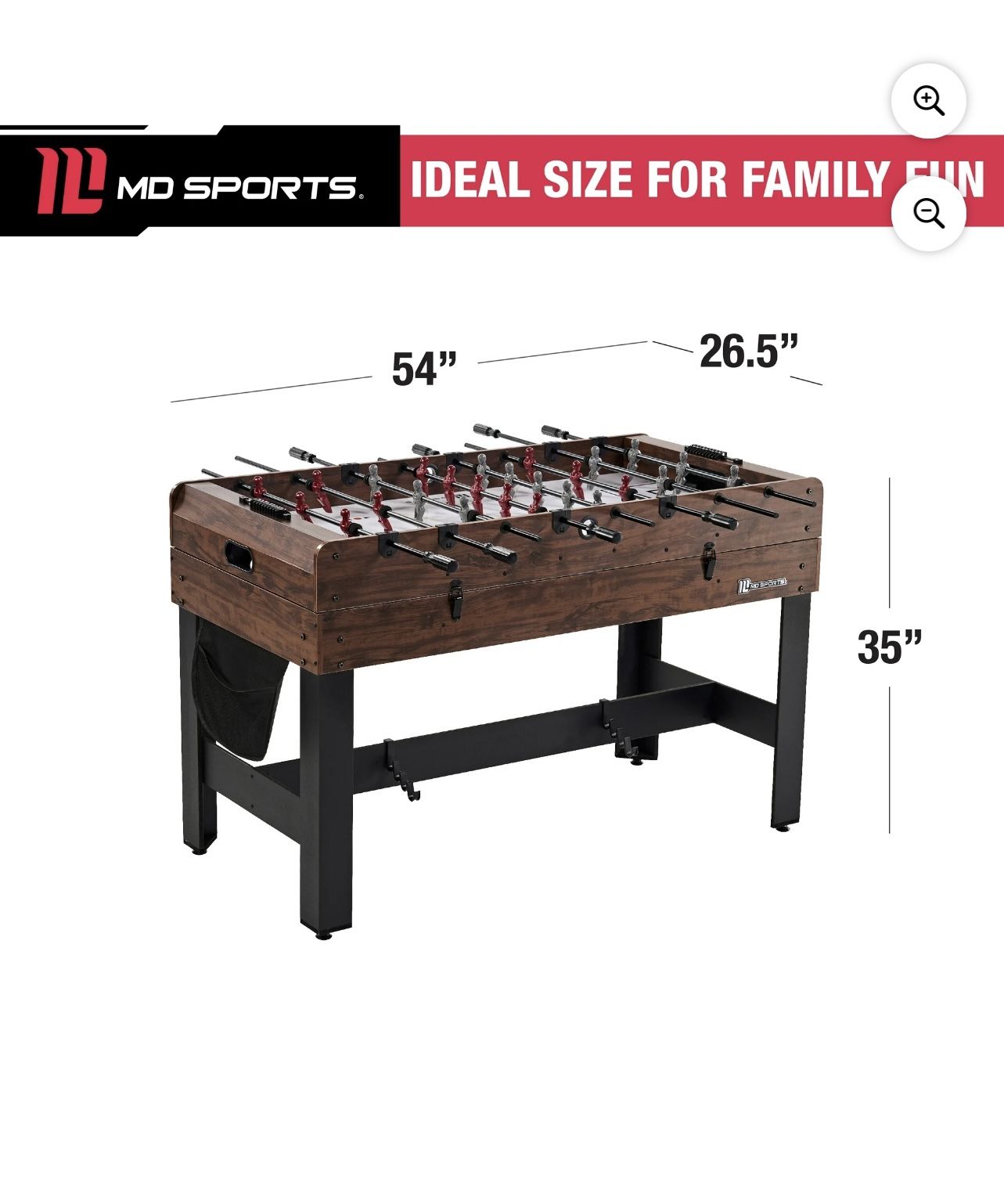 54" 4-in-1 Multi Game, Pool Table, Table Tennis Pong Table, Air Hockey, Foosball, by MD Sports