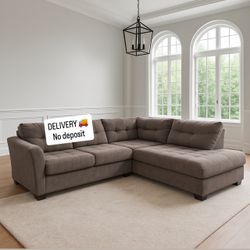 Grey L Shaped Sectional Couch Tuffed