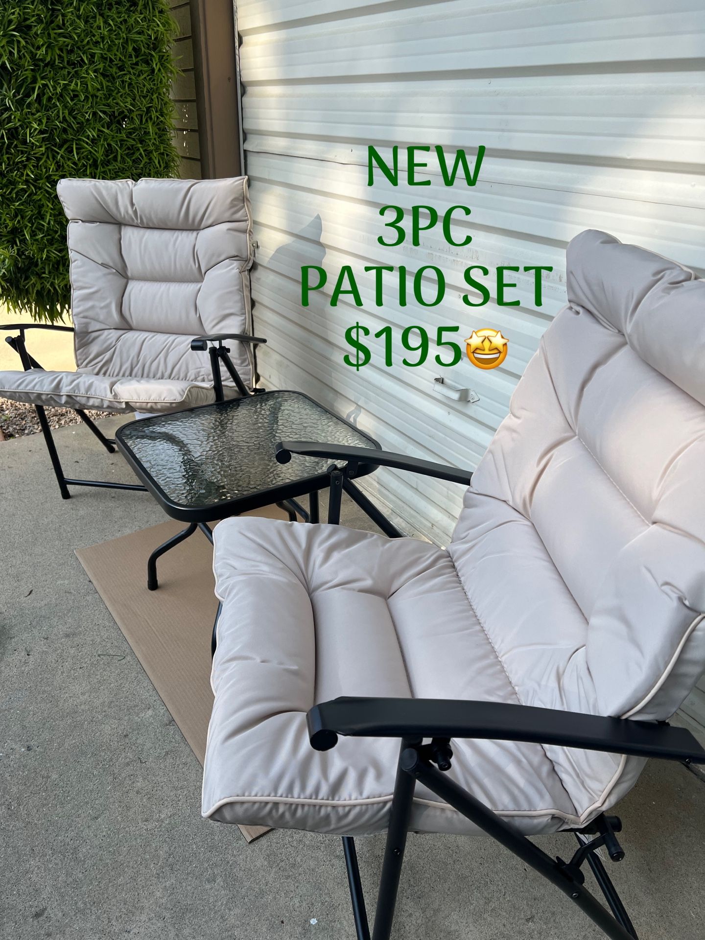 NEW 3PC PATIO SET BEIGE