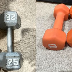 Dumbbells 25lb + 8lb Set