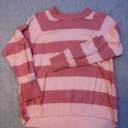 Pink And White Striped Y2K Sweater 
