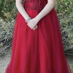 Red corset prom dress