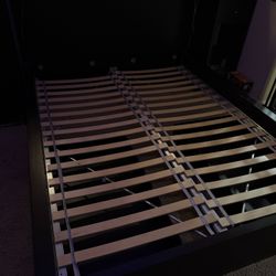 Queen MALM Black/Brown Bed Frame With 4 Storage Drawers