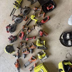 Power Tools- Milwaukee, Ridgid, Ryobi. 