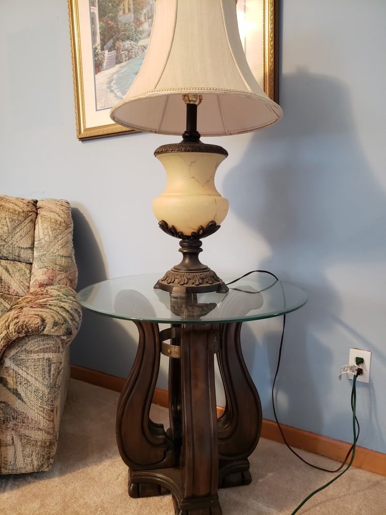 End table and lamp combination.