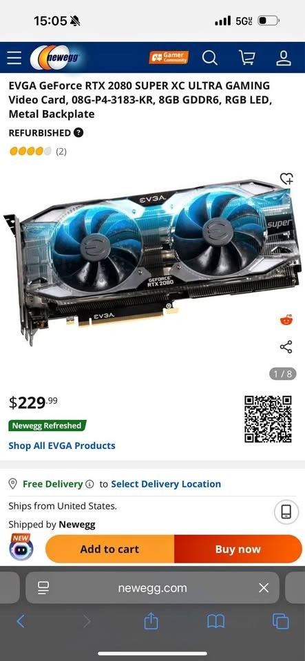 EVGA GeForce RTX 2080 SUPER XC 8GB. Like new!
