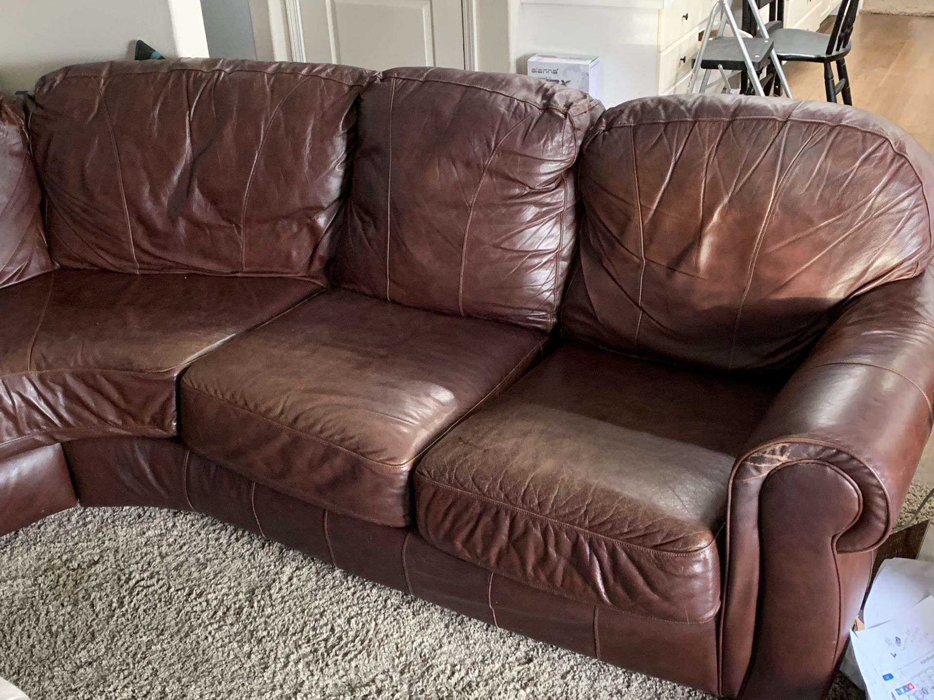Leather Sectional Couch -Brown