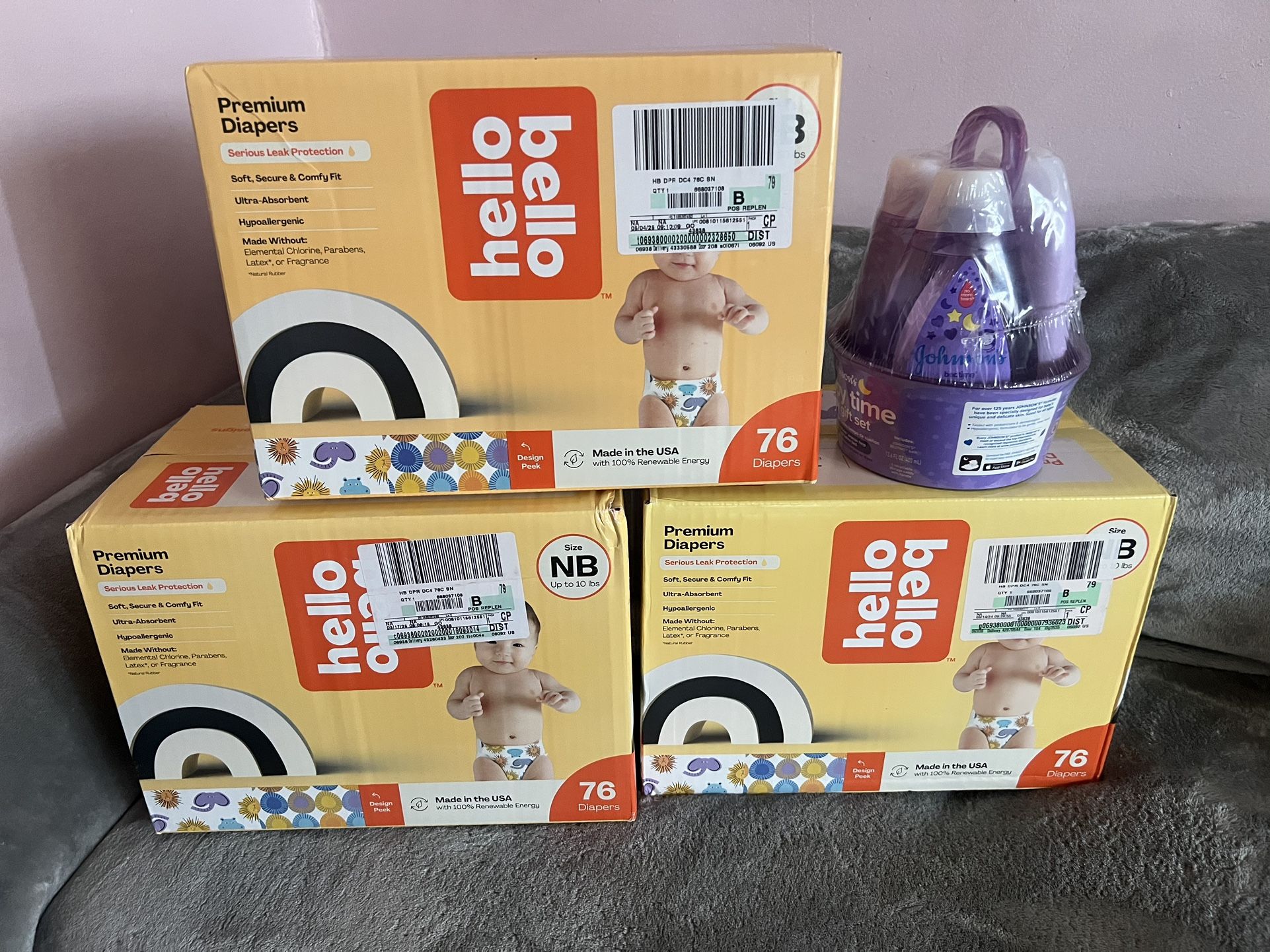 Hello Bello Newborn Diapers With Johnson’s Gift Set Bundle