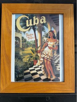 4 each Vintage Cuba Travel Framed Posters