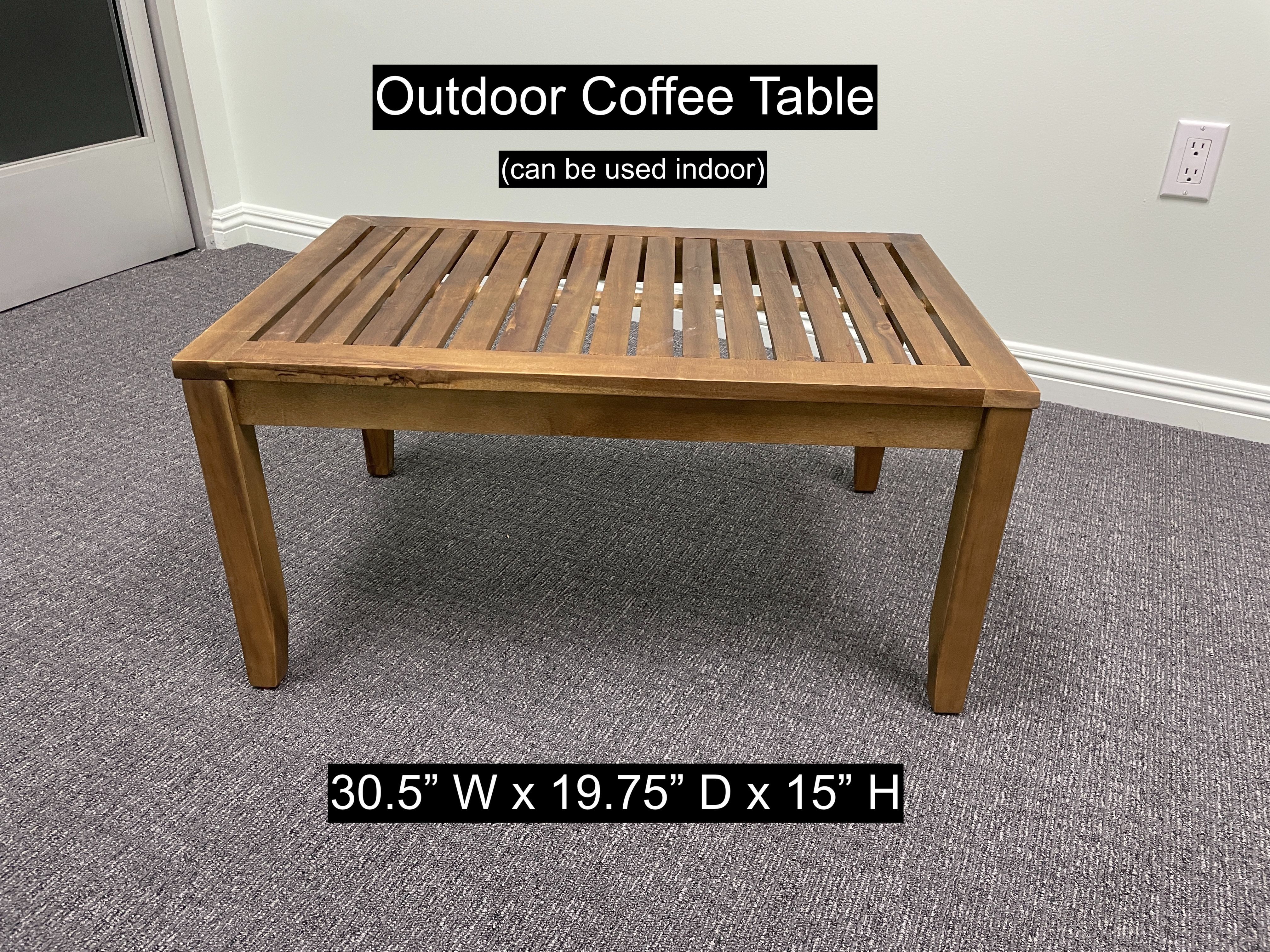 30.5" Outdoor Coffee Table in Solid Acacia Wood