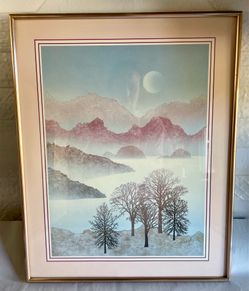 Vintage Metal Framed Art Deco Landscape Print by JC Wood