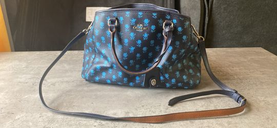 Black and blue coach purse
