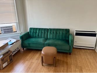 Green velvet wayfair couch