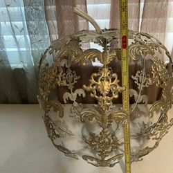 Very large metal pumpkin candle holder