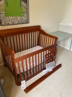 Premium Solid Wood Sleigh Crib, Graco Bassinet & Brand New Bouncer Mega-Bundle - Free Bonus Furniture!