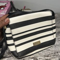 Kate Spade Black And White Striped Crossbody Bag 