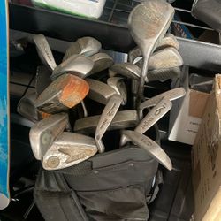 Assorted Good Clubs And Bag 