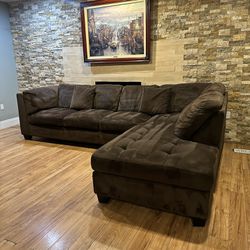 FREE DELIVERY- 2-Piece Brown Sectional Sofa 