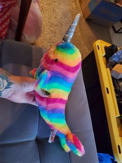 Douglas Rainbow Striped Narwhal Plush