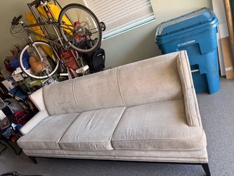 Mitchell Gold + Bob Williams Gray 3-Seat Sofa with Nailhead Trim